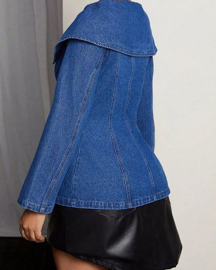 Button - Front Long Sleeve Denim Top - THE AMERICAN BLUE