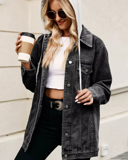 Button Up Long Sleeve Denim Jacket - THE AMERICAN BLUE