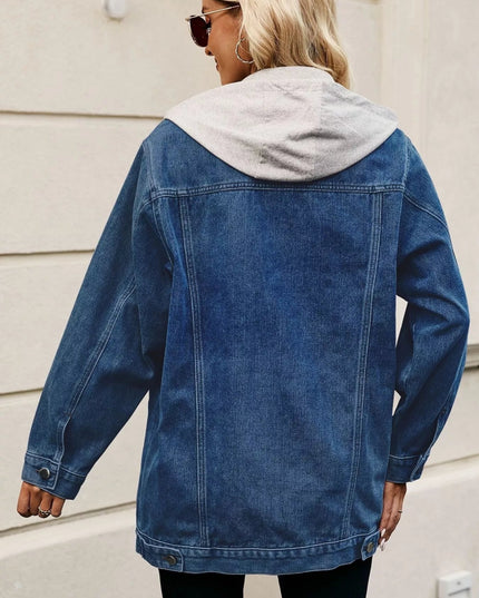 Button Up Long Sleeve Denim Jacket - THE AMERICAN BLUE
