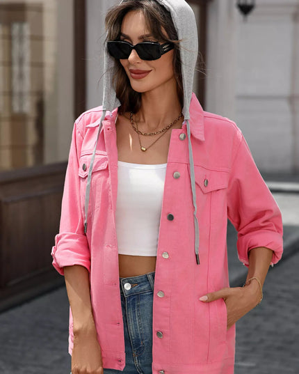 Button Up Long Sleeve Denim Jacket - THE AMERICAN BLUE