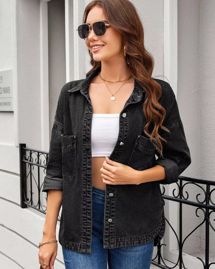 Button Up Long Sleeve Denim Shirt - THE AMERICAN BLUE