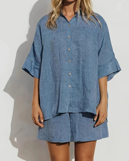 Button - Up Shirt and Shorts Set - THE AMERICAN BLUE