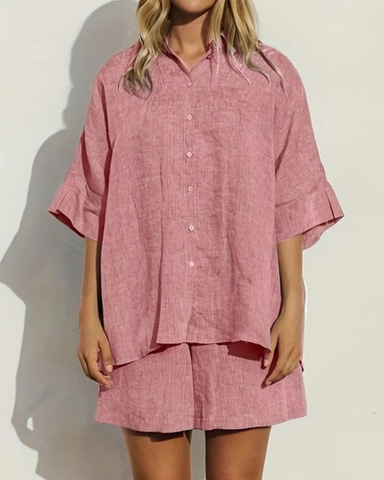 Button - Up Shirt and Shorts Set - THE AMERICAN BLUE