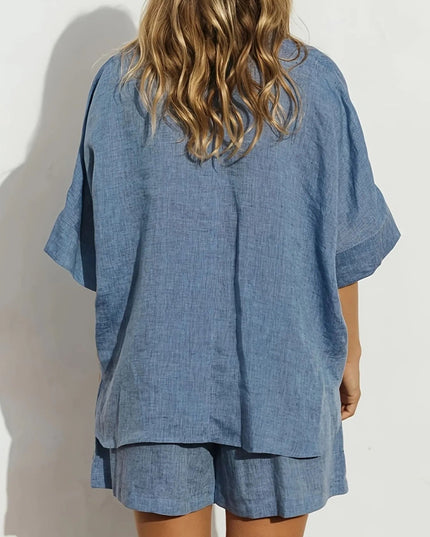 Button - Up Shirt and Shorts Set - THE AMERICAN BLUE