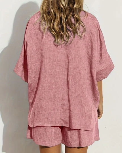 Button - Up Shirt and Shorts Set - THE AMERICAN BLUE