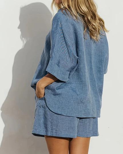 Button - Up Shirt and Shorts Set - THE AMERICAN BLUE