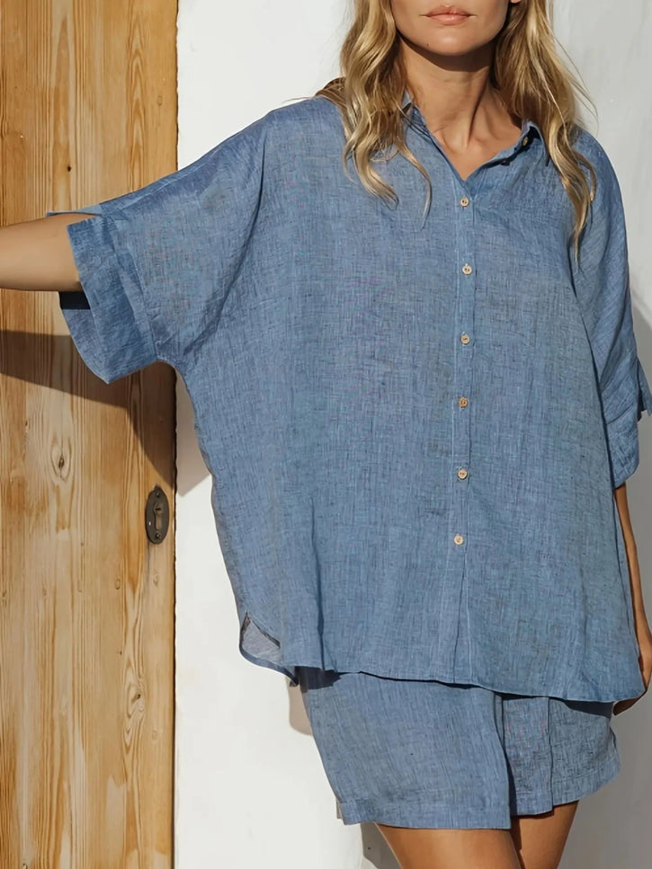 Button - Up Shirt and Shorts Set - THE AMERICAN BLUE
