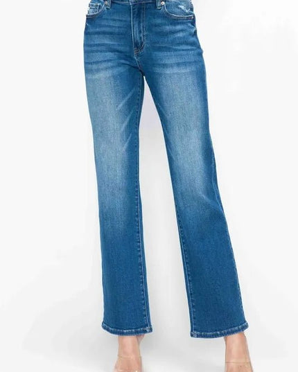 bytos Full Size Cat's Whiskers High Rise Straight Jeans - THE AMERICAN BLUE