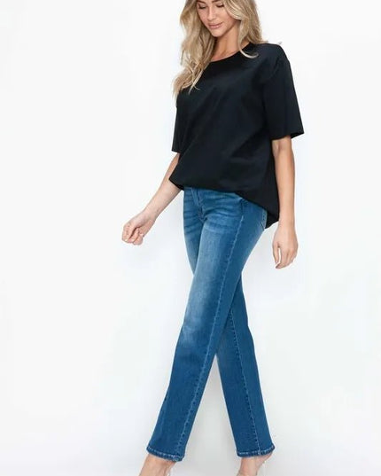 bytos Full Size Cat's Whiskers High Rise Straight Jeans - THE AMERICAN BLUE