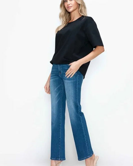 bytos Full Size Cat's Whiskers High Rise Straight Jeans - THE AMERICAN BLUE