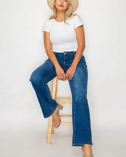 bytos Full Size Cat's Whiskers High Rise Straight Jeans - THE AMERICAN BLUE