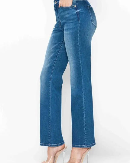 bytos Full Size Cat's Whiskers High Rise Straight Jeans - THE AMERICAN BLUE