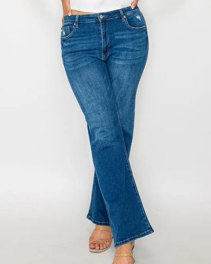 bytos Full Size Cat's Whiskers High Rise Straight Jeans - THE AMERICAN BLUE