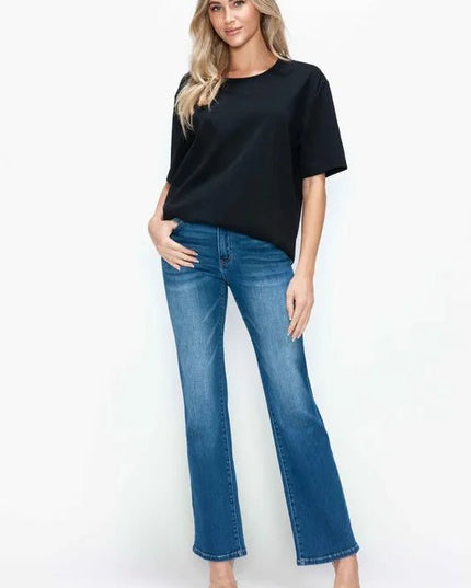 bytos Full Size Cat's Whiskers High Rise Straight Jeans - THE AMERICAN BLUE