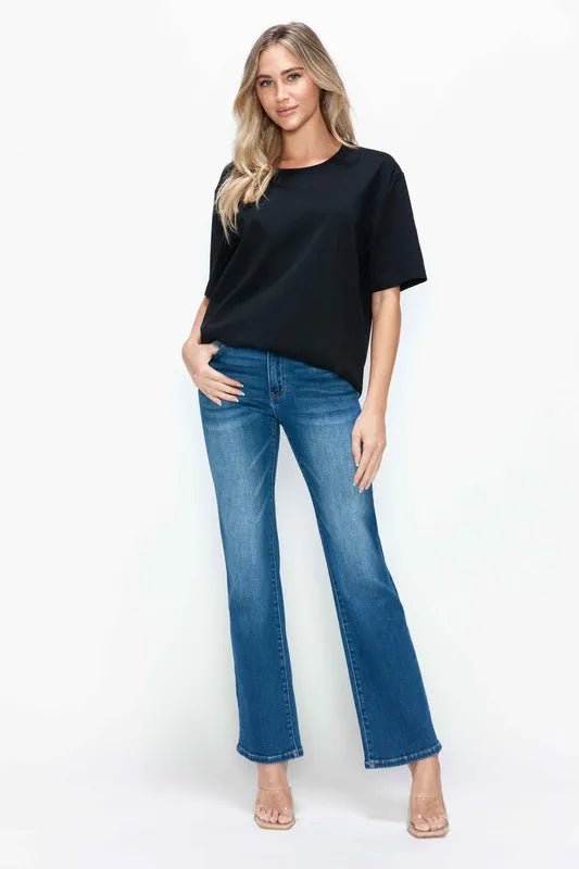 bytos Full Size Cat's Whiskers High Rise Straight Jeans - THE AMERICAN BLUE