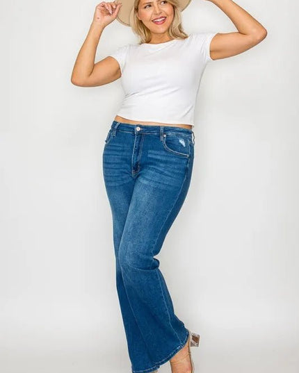 bytos Full Size Cat's Whiskers High Rise Straight Jeans - THE AMERICAN BLUE