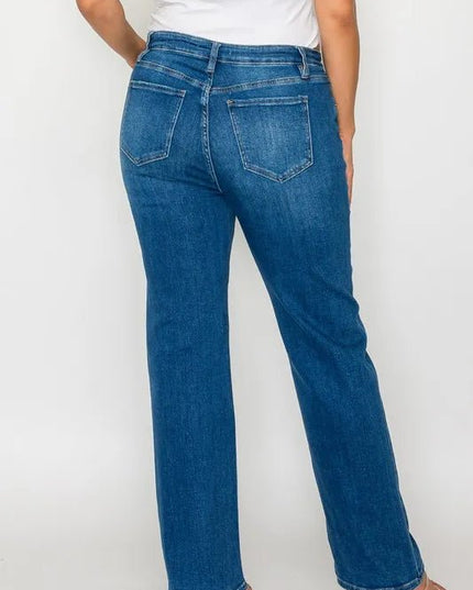 bytos Full Size Cat's Whiskers High Rise Straight Jeans - THE AMERICAN BLUE