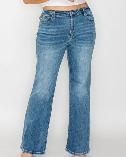 bytos Full Size Cat's Whiskers Mid Rise Bootcut Jeans - THE AMERICAN BLUE