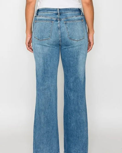 bytos Full Size Cat's Whiskers Mid Rise Bootcut Jeans - THE AMERICAN BLUE