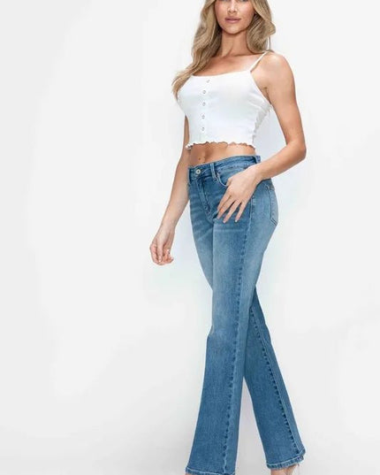 bytos Full Size Cat's Whiskers Mid Rise Bootcut Jeans - THE AMERICAN BLUE