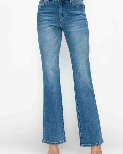 bytos Full Size Cat's Whiskers Mid Rise Bootcut Jeans - THE AMERICAN BLUE