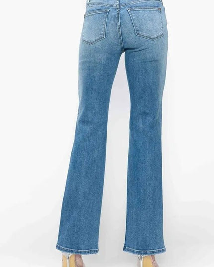 bytos Full Size Cat's Whiskers Mid Rise Bootcut Jeans - THE AMERICAN BLUE