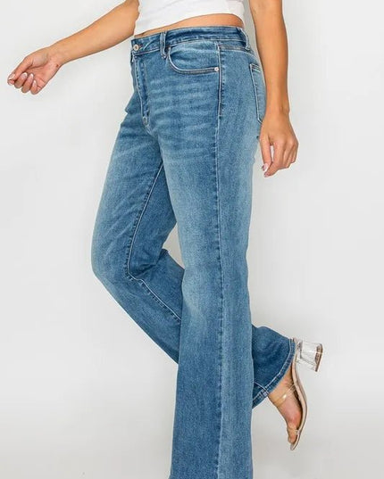 bytos Full Size Cat's Whiskers Mid Rise Bootcut Jeans - THE AMERICAN BLUE