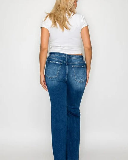 bytos Full Size High Rise Bootcut Jeans with Pockets - THE AMERICAN BLUE