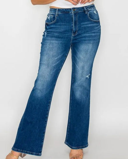 bytos Full Size High Rise Bootcut Jeans with Pockets - THE AMERICAN BLUE