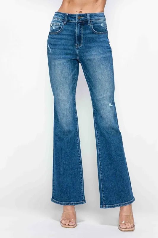 bytos Full Size High Rise Bootcut Jeans with Pockets - THE AMERICAN BLUE