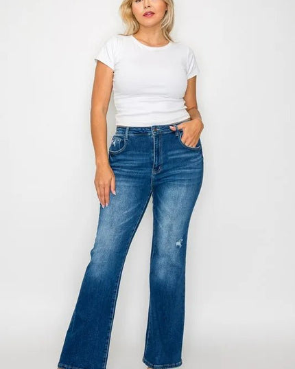 bytos Full Size High Rise Bootcut Jeans with Pockets - THE AMERICAN BLUE