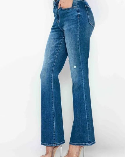 bytos Full Size High Rise Bootcut Jeans with Pockets - THE AMERICAN BLUE