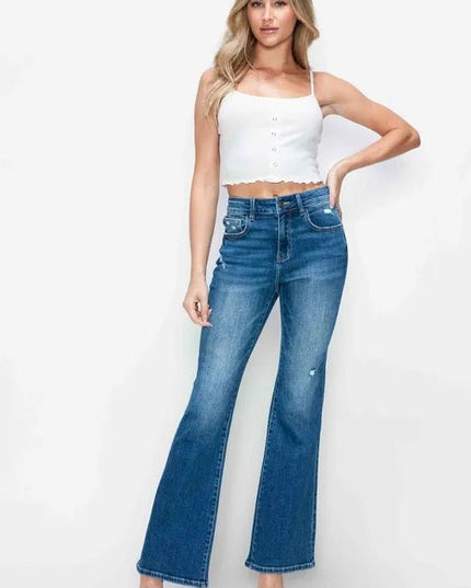 bytos Full Size High Rise Bootcut Jeans with Pockets - THE AMERICAN BLUE