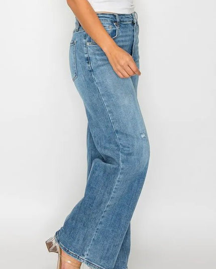 bytos Full Size High Rise Wide Leg Jeans with Pockets - THE AMERICAN BLUE