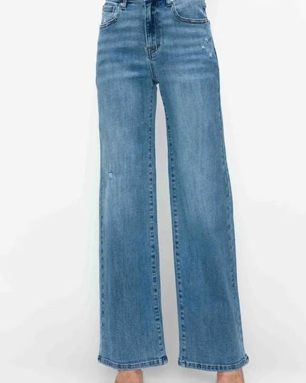 bytos Full Size High Rise Wide Leg Jeans with Pockets - THE AMERICAN BLUE