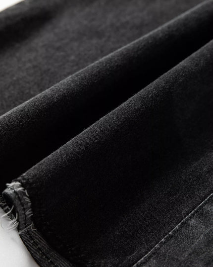 Chest Pocket Raw Hem Denim Loose Shirt Dress - THE AMERICAN BLUE