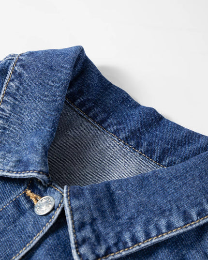 Color Block Patchwork Raw Hem Denim Jacket - THE AMERICAN BLUE
