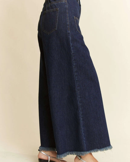Davi & Dani Patch Pocket Wide Leg Culotte Jeans - THE AMERICAN BLUE