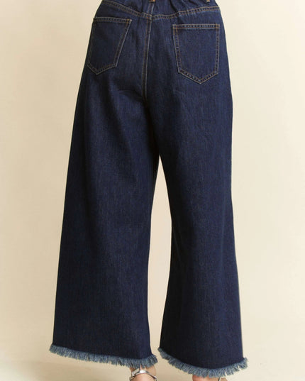 Davi & Dani Patch Pocket Wide Leg Culotte Jeans - THE AMERICAN BLUE