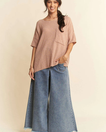 Davi & Dani Patch Pocket Wide Leg Culotte Jeans - THE AMERICAN BLUE