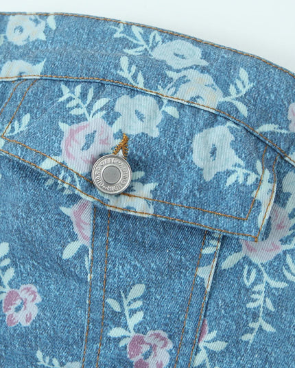 Floral Print Strapless Top and Skort Denim Set - THE AMERICAN BLUE