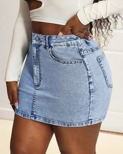 High Waist Mini Denim Skirt - THE AMERICAN BLUE