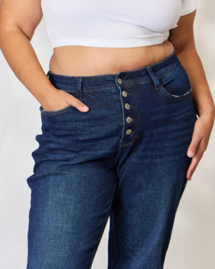 Judy Blue Full Size Button - Fly Straight Jeans - THE AMERICAN BLUE