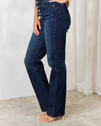 Judy Blue Full Size Button - Fly Straight Jeans - THE AMERICAN BLUE