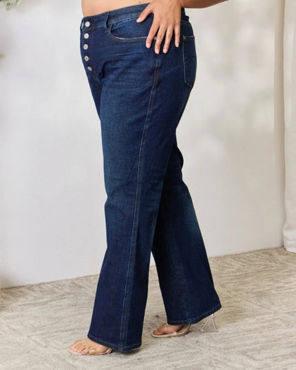 Judy Blue Full Size Button - Fly Straight Jeans - THE AMERICAN BLUE