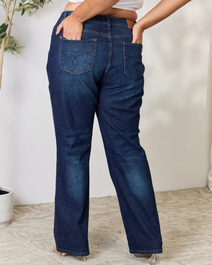 Judy Blue Full Size Button - Fly Straight Jeans - THE AMERICAN BLUE