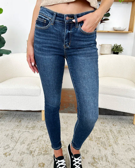 Judy Blue Full Size Classic Handsand Skinny Jeans - THE AMERICAN BLUE