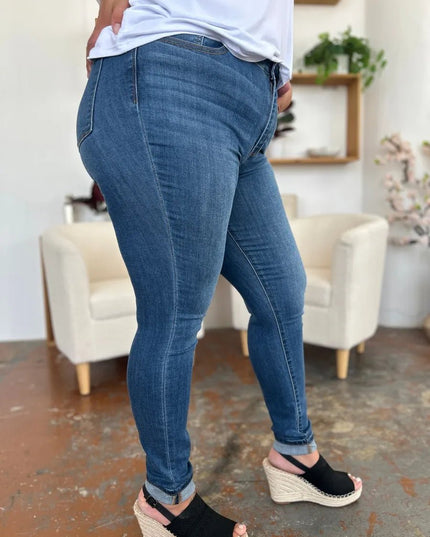 Judy Blue Full Size Cuffed Hem Skinny Jeans - THE AMERICAN BLUE