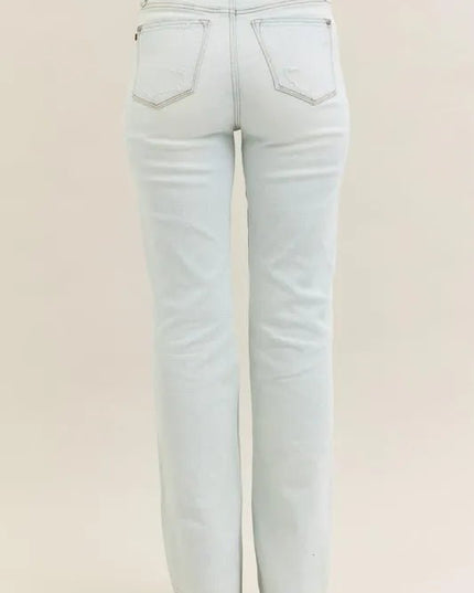 Judy Blue Full Size Destroy & Fray Hem Bootcut Jeans Plus Size - THE AMERICAN BLUE