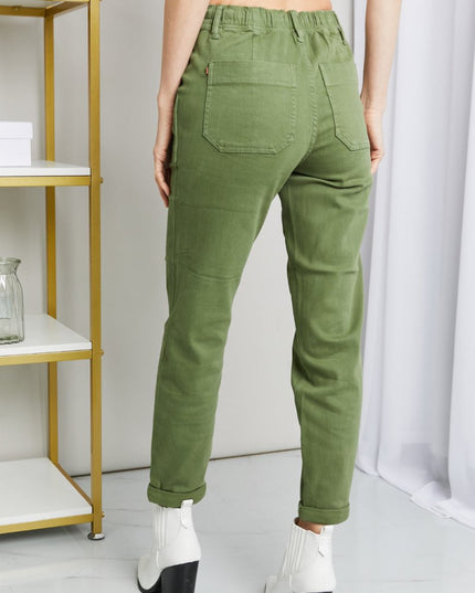 Judy Blue Full Size Drawstring Waist Pocket Jeans - THE AMERICAN BLUE